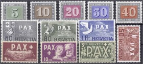 Briefmarken, Ausland, Schweiz
PAX 1945, kompletter Satz in postfrischer Luxuserhaltung. Mi. 450,-€. **