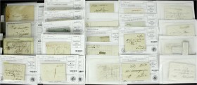 Briefmarken, Briefe, Lots
Italien-Vorphilatelie 1724/1849: Insgesamt über 50 Briefe auf ehm. Auktionslosen, dabei Cholera-Briefe, bessere Abstempelung...