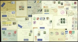 Briefmarken, Briefe, Lots
Deutsches Reich-Briefe 1928/1943: Ca. 170 Briefe und Karten im dicken Album, 2 RM + 4 RM Zeppelin-Marken 1928 je 2x, Nr. 429...