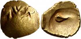 CELTIC, Central Europe. Boii. Late 2nd-1st century BC. Stater (Gold, 18 mm, 5.38 g). Bulge with V-shaped protrusions. Rev. Head of a bird with pointed...