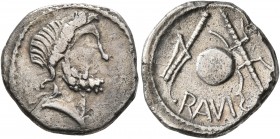 CELTIC, Middle Danube. Eravisci. Mid to late 1st century BC. Denarius (Silver, 17 mm, 3.00 g, 7 h), imitating a denarius of Cn. Lentulus of 76-75 BC. ...