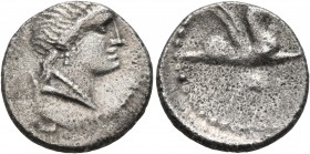 CELTIC, Middle Danube. Eravisci. Mid to late 1st century BC. Denarius (Silver, 17 mm, 3.00 g, 12 h), imitating an obverse of C. Naevius Balbus and a r...