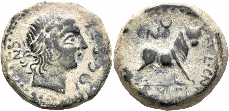 SPAIN. Castulo. Mid 2nd century BC. AE (Bronze, 25 mm, 14.00 g, 11 h). CN VOC•ST...