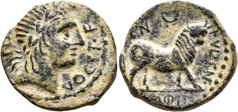 SPAIN. Castulo. Mid 2nd century BC. AE (Bronze, 23 mm, 8.49 g, 12 h). CN VOC•ST•...