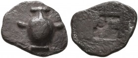 GAUL. Massalia. Circa 500-475 BC. Tetartemorion (Silver, 7 mm, 0.19 g), Milesian standard. Two-handled vase. Rev. Quadripartite incuse square. Auriol ...