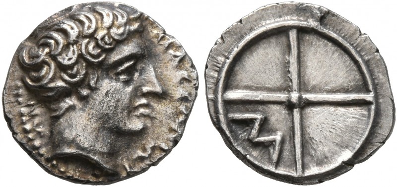 GAUL. Massalia. Circa 410-380 BC. Obol (Silver, 11 mm, 0.69 g). MAΣΣAΛIΩT-AN Hor...