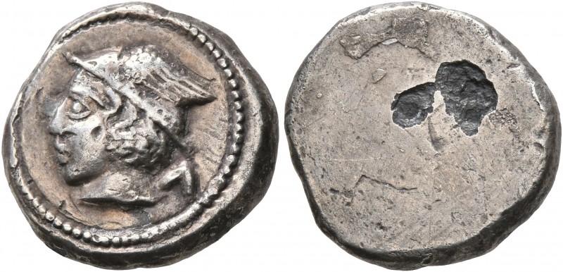 ETRURIA. Populonia. 4th century BC. 5 Asses (Subaeratus, 15 mm, 3.91 g). Head of...