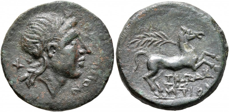 APULIA. Salapia. Circa 225-210 BC. AE (Bronze, 21 mm, 5.22 g, 10 h), Trodantios,...