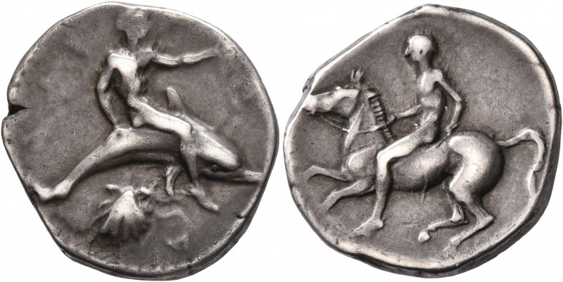 CALABRIA. Tarentum. Circa 430-425 BC. Didrachm or Nomos (Silver, 23 mm, 7.72 g, ...