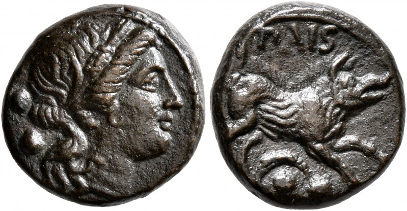 LUCANIA. Paestum (Poseidonia). Second Punic War, 218-201 BC. Sextans (Bronze, 15...