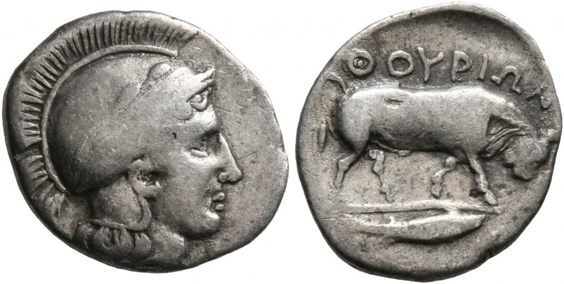 LUCANIA. Thourioi. Circa 443-400 BC. Triobol (Silver, 13 mm, 1.16 g, 7 h). Head ...