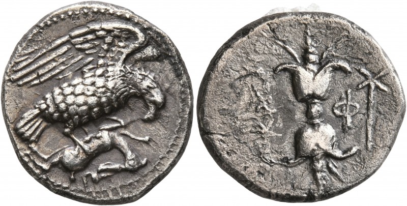 BRUTTIUM. Lokroi Epizephyrioi. Circa 400-350 BC. Didrachm or Nomos (Silver, 21 m...