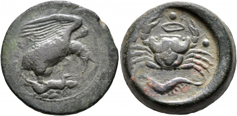 SICILY. Akragas. Circa 415-406 BC. Tetras or Trionkion (Bronze, 23 mm, 12.40 g, ...