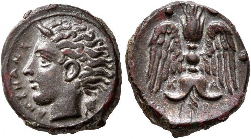 SICILY. Katane. Circa 415/3-404 BC. Tetras or Trionkion (Bronze, 15 mm, 2.07 g, ...