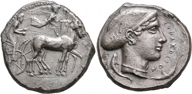 SICILY. Syracuse. Second Democracy, 466-405 BC. Tetradrachm (Silver, 27 mm, 17.2...