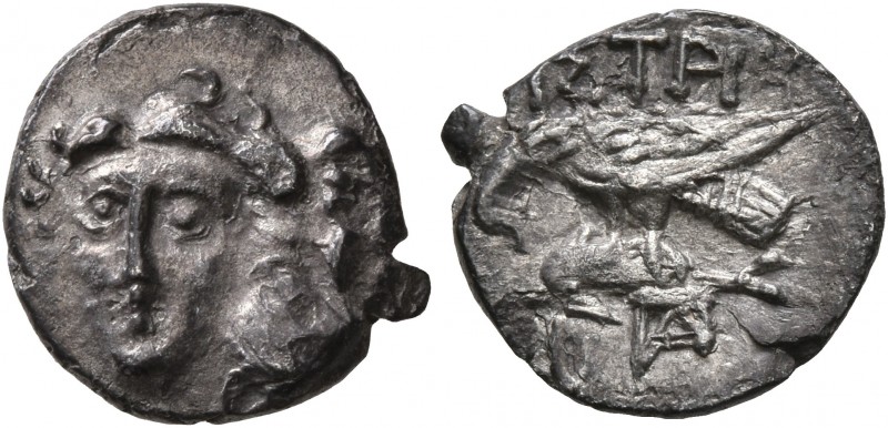 MOESIA. Istros. Circa 280-256/5 BC. Trihemiobol (Silver, 12 mm, 0.94 g). Two you...