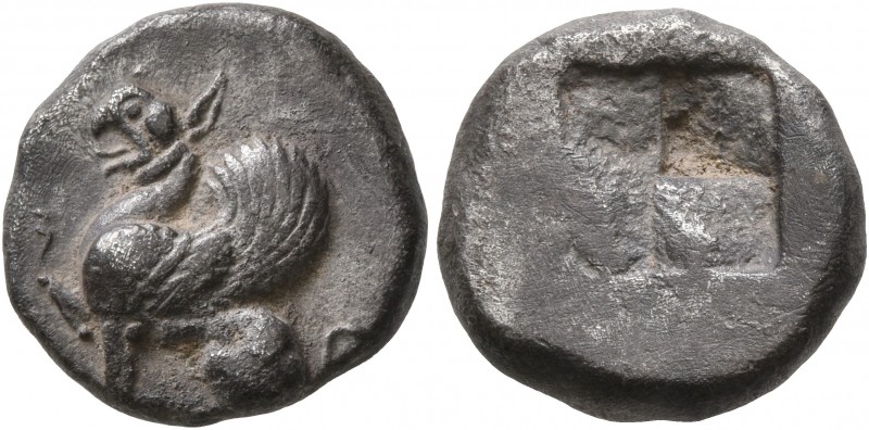 THRACE. Abdera. Circa 520/15-500 BC. Drachm (Silver, 14 mm, 3.57 g). Griffin sea...