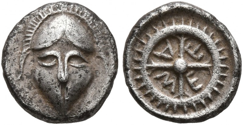 THRACE. Mesambria. 4th century BC. Obol (Silver, 8 mm, 0.60 g, 7 h). Facing cres...