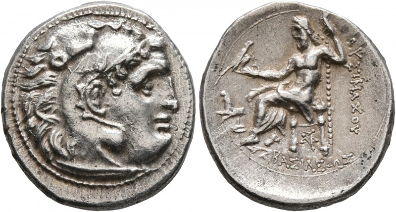 KINGS OF THRACE. Lysimachos, 305-281 BC. Drachm (Silver, 19 mm, 4.37 g, 1 h), in...