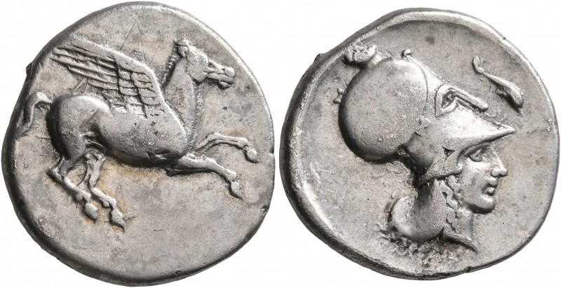 CORINTHIA. Corinth. Circa 400-375 BC. Stater (Silver, 22 mm, 8.37 g, 4 h). Pegas...