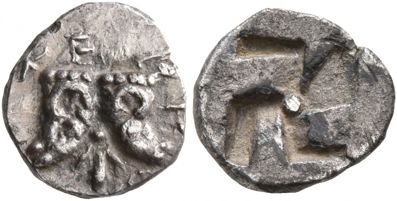 TROAS. Kebren. 5th century BC. Hemiobol (Silver, 9 mm, 0.46 g). KEBP[H] Two ram’...