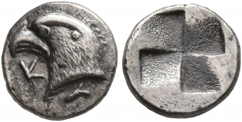 AEOLIS. Kyme. Circa 480-450 BC. Hemiobol (Silver, 8 mm, 0.50 g). K-Y Eagle's hea...