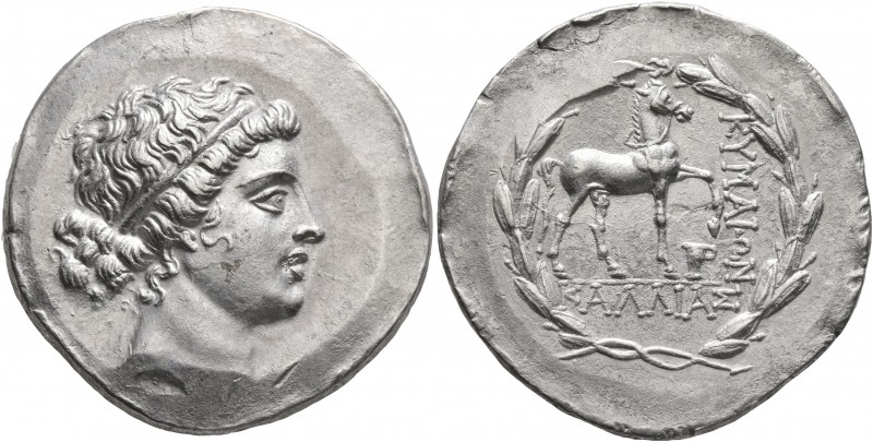 AEOLIS. Kyme. Circa 155-143 BC. Tetradrachm (Silver, 31 mm, 16.21 g, 12 h), Kall...