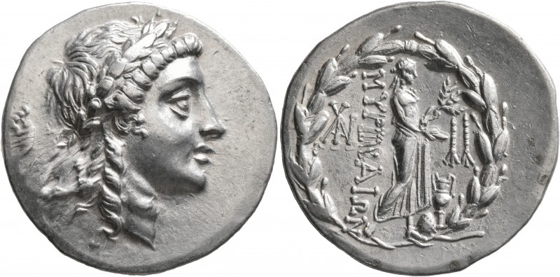 AEOLIS. Myrina. Circa 160-143 BC. Tetradrachm (Silver, 32 mm, 16.75 g, 12 h). La...