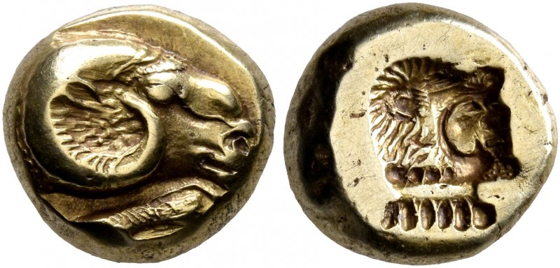 LESBOS. Mytilene. Circa 521-478 BC. Hekte (Electrum, 10 mm, 2.61 g, 7 h). Head o...