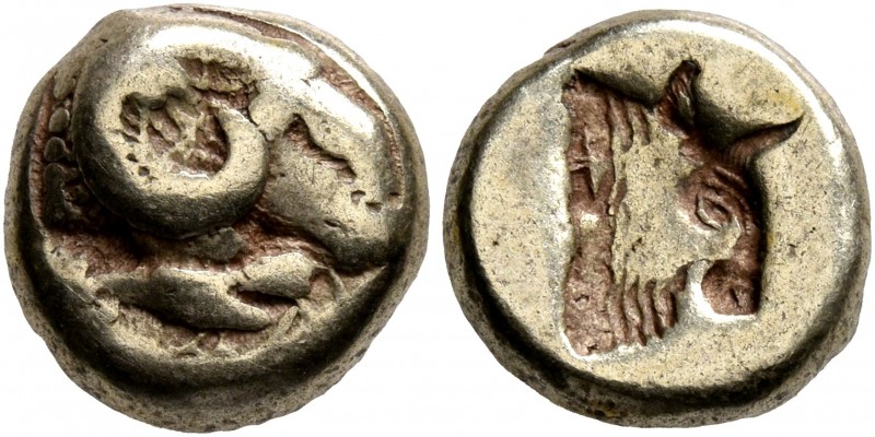 LESBOS. Mytilene. Circa 521-478 BC. Hekte (Electrum, 10 mm, 2.48 g, 9 h). Head o...