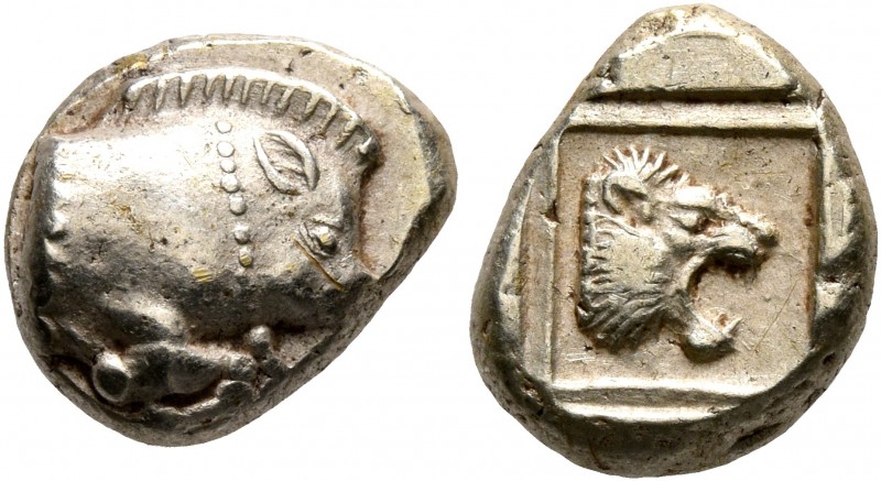 LESBOS. Mytilene. Circa 454-428/7 BC. Hekte (Electrum, 12 mm, 2.53 g, 9 h). Fore...