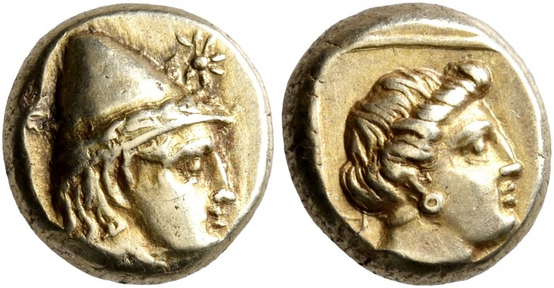 LESBOS. Mytilene. Circa 377-326 BC. Hekte (Electrum, 10 mm, 2.54 g, 1 h). Head o...