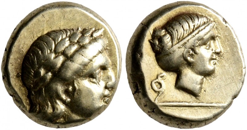 LESBOS. Mytilene. Circa 377-326 BC. Hekte (Electrum, 10 mm, 2.54 g, 12 h). Laure...