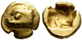 IONIA. Phokaia. Circa 625/0-522 BC. 1/48 Stater (Electrum, 6 mm, 0.35 g). Head of a seal to left. Rev. Quadripartite incuse square. Bodenstedt 2.2. SN...