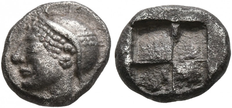 IONIA. Phokaia. Circa 521-478 BC. Diobol (Silver, 9 mm, 1.23 g). Head of a nymph...