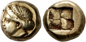 IONIA. Phokaia. Circa 478-387 BC. Hekte (Electrum, 9 mm, 2.56 g). Head of a female to left; below, seal to left. Rev. Quadripartite incuse square. Bod...