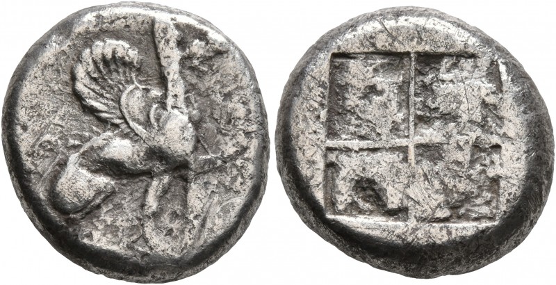 IONIA. Teos. Circa 465-440 BC. Stater (Silver, 20 mm, 11.58 g). Griffin seated r...