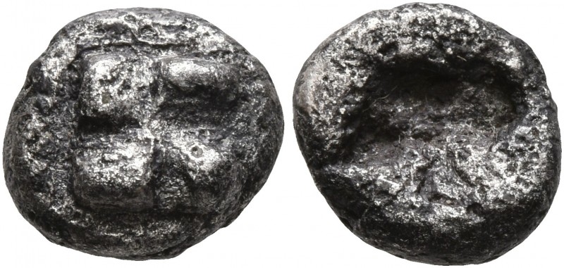 IONIA. Uncertain. Circa 625-600 BC. Diobol (Silver, 9 mm, 1.00 g). Raised swasti...