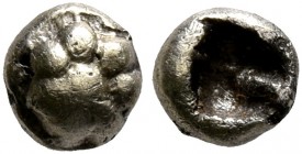 IONIA. Uncertain. Circa 600-550 BC. 1/96 Stater (Electrum, 4 mm, 0.17 g), Milesian standard. Lion's paw. Rev. Incuse square punch. Rosen -. SNG Kayhan...