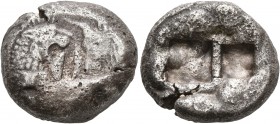 KINGS OF LYDIA. Kroisos, circa 560-546 BC. Double Siglos (Subaeratus, 17 mm, 9.05 g), a contemporary plated imitation, irregular mint. Confronted fore...