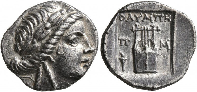 LYCIA. Olympos. Circa 84-77 BC. Drachm (Silver, 15 mm, 2.42 g, 1 h). Laureate he...