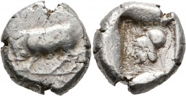 DYNASTS OF LYCIA. Uncertain dynast, circa 490/80-440/30 BC. Stater (Silver, 18 mm, 8.80 g, 6 h), uncertain mint. Boar standing left. Rev. Bearded male...
