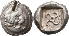 DYNASTS OF LYCIA. Teththiweibi, circa 450-430/20 BC. Stater (Silver, 19 mm, 8.48 g), Kandyba. Winged lion walking left on round shield. Rev. &#66199;&...