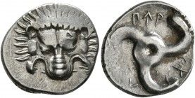 DYNASTS OF LYCIA. Perikles, circa 380-360 BC. 1/3 Stater (Silver, 16 mm, 2.84 g). Facing lion's scalp. Rev. &#66195;&#66177;&#66197;-&#66182;&#66187;-...