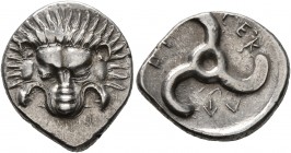 DYNASTS OF LYCIA. Perikles, circa 380-360 BC. 1/3 Stater (Silver, 17 mm, 2.92 g). Facing lion's scalp. Rev. &#66195;&#66177;-&#66197;&#66182;&#66187;-...