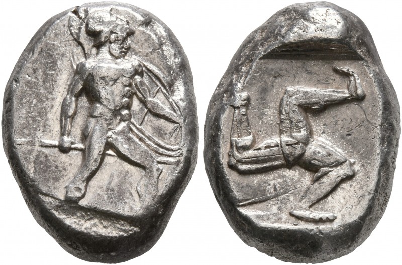 PAMPHYLIA. Aspendos. Circa 465-430 BC. Stater (Silver, 21 mm, 11.00 g). Hoplite ...