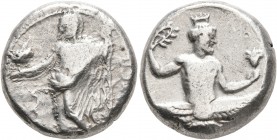 CILICIA. Issos. Tiribazos, satrap of Lydia, 388-380 BC. Stater (Silver, 20 mm, 10.65 g, 5 h). [IΣΣIK-ON / &#67669;&#67667;&#67652;&#67649;&#67654;&#67...
