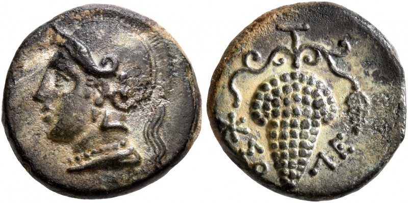 CILICIA. Soloi. Circa 350-300 BC. AE (Bronze, 13 mm, 2.12 g, 12 h). Head of Athe...