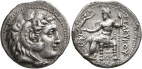 SELEUKID KINGS OF SYRIA. Seleukos I Nikator, 312-281 BC. Drachm (Silver, 18 mm, 4.14 g, 1 h), Seleukeia in Pieria, circa 300-281. Head of Herakles to ...