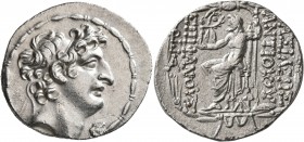 SELEUKID KINGS OF SYRIA. Antiochos VIII Epiphanes (Grypos), 121/0-97/6 BC. Tetradrachm (Silver, 30 mm, 15.72 g, 1 h), Antiochia on the Orontes, 109-96...